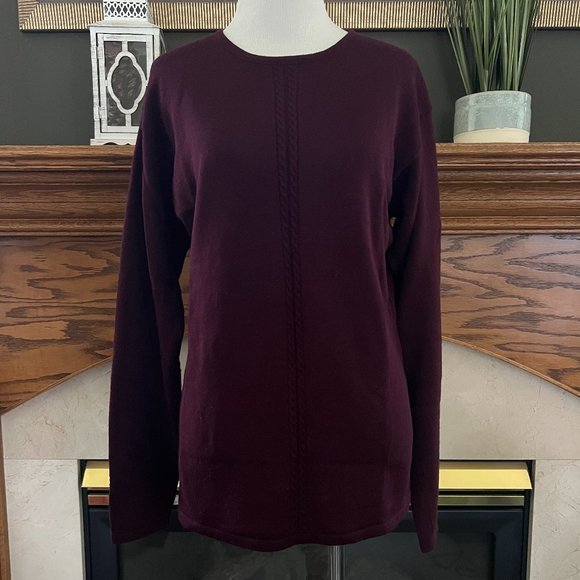 John Meyer Women's Wine Crew Neck Wool Blend Sweater Sz. L - Picture 1 of 10